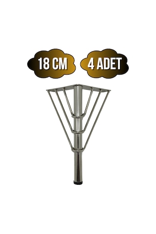 Metal Tel Boru Desenli Ayak Mobilya Masa Ve Dolap Ayağı Krom Metal 18cm 4 Adet