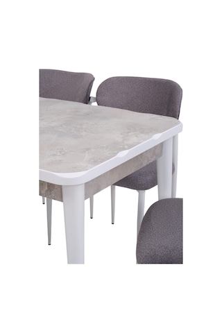 Rambla Mdf Açılır Lak Panel Mutfak Masa Sandalye Takımı 80 130cm Beyaz