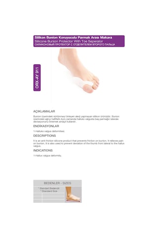 Silikon Bunion Koruyuculu Parmak Arası Makara Halluks Valgus Koruması Orx -ay911