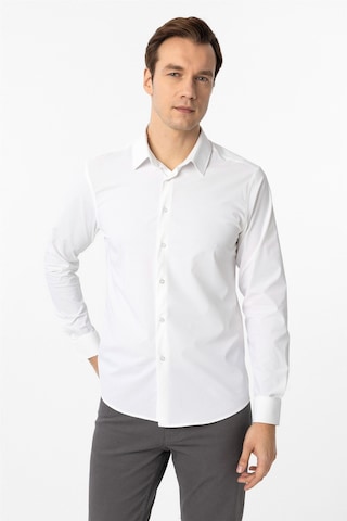 Süvari Beyaz Slim Fit Düz Klasik Yaka Gömlek-34100 Beyaz