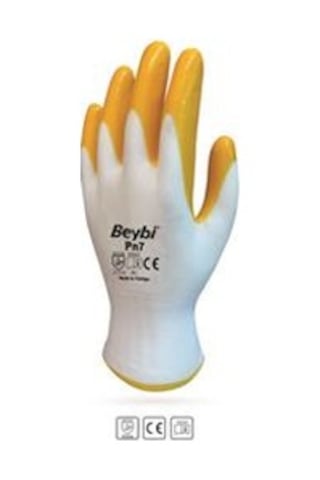 Beybi Nitril Poly Pn7 10 Beden Beyaz Sarı Eldiven 12li Paket Çok Renkli