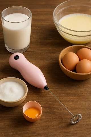 İndecor Houseware Yüksek Devirli Yumurta Karıştırıcı Süt Köpürtücü El Mikseri Pilli Çırpıcı Çok Renkli