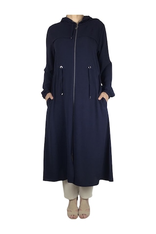 Kadın Kapşonlu Beli İp Detaylı Yandan Cepli İnce Ayrobin Spor Kap Zümrüt