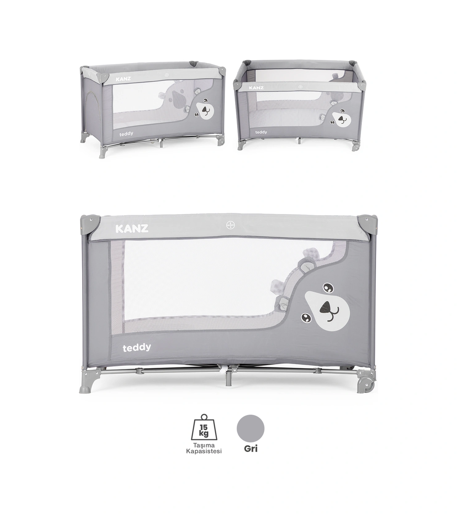 Kanz Teddy Oyun Parkı Ve Park Yatak Gri 60 X 120