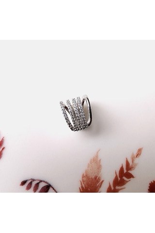 Çoklu Earcuff Gümüş Renkli Sıkıştırmalı Kıkırdak Küpesi Renkli