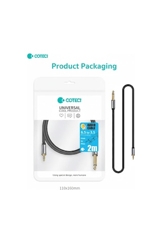 6.5mm To 3.5mm Aux Jack Ses Kablosu Jak Dönüştürücü Gitar Amfi Hoparlör Bağlantı Kablosu 2 Metre
