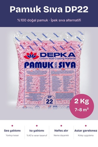 Depka Pamuk Sıva Dp22 2 Kg 7-8 M² İpek Sıva Alternatifi Isı Ve Ses Yalıtımlı Dekoratif Sıva
