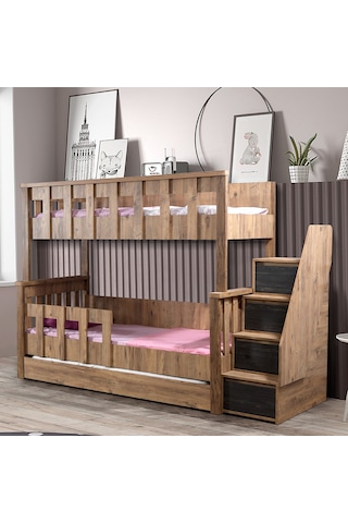 Ranza, Diva Mdf Profil Ayrılabilir Ranza - Beyaz 2 Adet Comfort Yatak Antrasit 90 X 190 CM