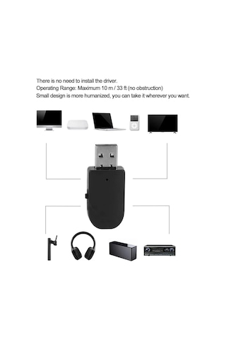 Bluetooth 5.0 Transmitter Alıcı Taşınabilir Mini Adaptör Sürücü Gerekmez 10 M Kablosuz Menzil