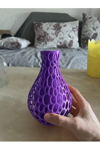 Buradabulabilirsin 3d Baskı Petek Dokulu Vazo - Delikli Dekoratif Vazo-mor Bbz