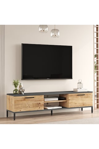Best 160cm 2 Kapaklı Metal Ayaklı Çam Tv Ünitesi Bes1-aa Atlantik Çam - Antrasit