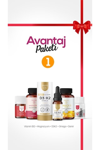 Erbatab Avantaj Paketi 1 (Magnezyum, D3K2, B12 - B9, Omega, Demir)
