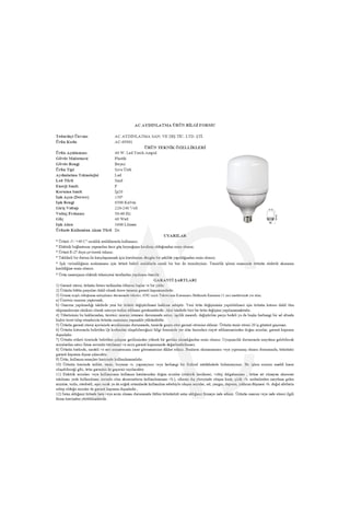 40w Torch Led Ampul 3200k Sarı Işık