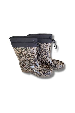 Konçlu Peluşlu Kadın Yağmur Çizmesi 36-40 Leopar Leopar