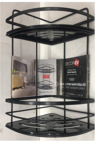 Decorev 5921 Banyo Köşeliği Kristal Lamalı İki Katlı Siyah Çok Renkli