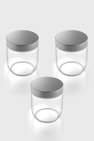 Renga Voca 425 Ml Metal Kapaklı 3'lü Cam Kavanoz Seti 131082 Gümüş