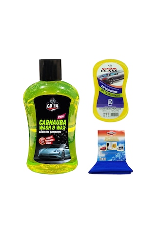 Gd24 Carnauba Cilalı Oto Şampuanı (1 Lt) + Mikrofiber Bez +sünger Gd24 Carnauba Cilalı Oto Şampuanı (1 Lt) + Mikrofiber Bez +sünger