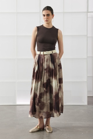 Molene Kahverengi Batik Desen Maxi Etek