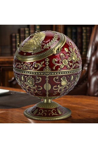 Moveevo Vintage Zinc Alloy Kuş Reliefli Ev Hotel Dekorasyonu Multifonksiyonel Kapaçklı Toprak Küresi Sigara Tepsisi