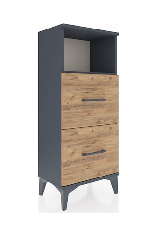 Arges Komodin Tek Raflı 2 Çekmeceli 44x30x106 Antrasit-çam Antrasit