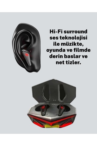 Tek Led Işıklı Kablosuz Kulaklık Ergonomik Tasarım Yeni Nesil Najmaddin