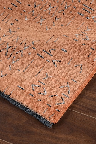 Modern Desenli Dekoratif Yıkanabilir Şönil Dokuma Saçaklı Kaymaz Taban Salon Mutfak Halı Kilim Kahverengi