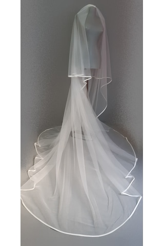 Suzanna Moda Saten Biyeli Çift Kat Taraklı Hayal Tül Gelin Duvağı 2.50 Cm Uzun Kat - 85cm Kısa Kat Kırık Beyaz