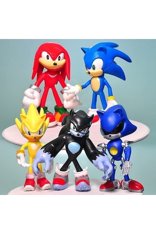 Vıp Yüksek Kalite 14 Cm 5 Li Sonic Karakter Set Sonic Oyuncakları Sonic Biblo Yılbaşı Noel Hediyesi