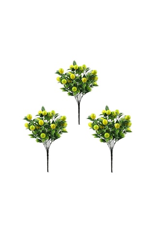 3lü Set Yapay Limon Demeti Yapay Çiçek 30 20cm Yeşil Yapraklı