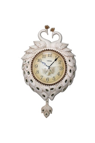5 Adet Tavuskuşu Duvar Saati Polyester Dekoratif Tasarım, Asma Tipi, 60x40 Cm, Wall Clock, Peacock Clock Diğer