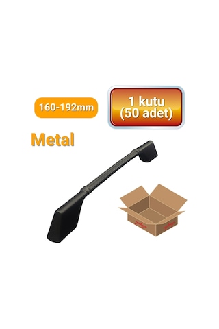 50 Adet Çizgili Saroz Siyah Metal Mobilya Kulpu 160mm - 192mm Siyah