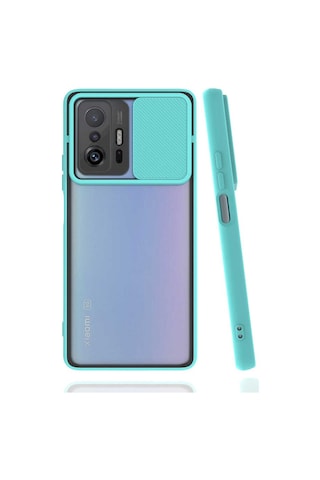 Noktaks - Xiaomi Uyumlu Xiaomi Mi 11t 5g - Kılıf Slayt Sürgülü Arkası Buzlu Lensi Kapak - Lacivert T19685 Lacivert