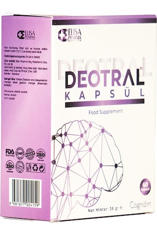 Deotral Sitikolin Fosfatidilserin Folik Asit B Vitamini İçeren Takviye Edici Gıda 60 Kapsül