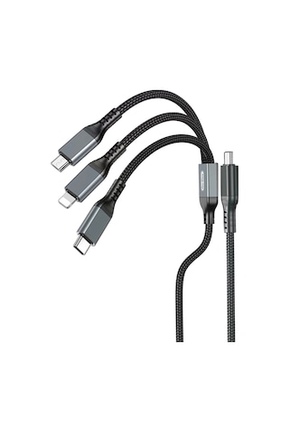 Go-des Gd-uc617 3in1 Type-c To Lightning/type-c/micro Usb Ultra Hızlı Pd Şarj Kablo 100w 1.2m Siyah