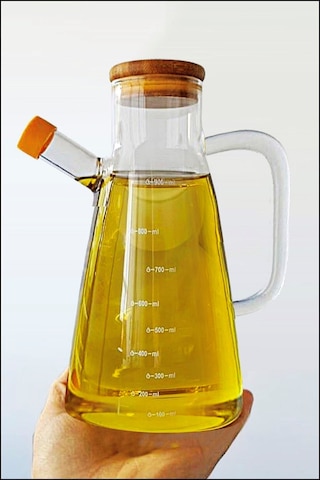 Borosilikat Masterchef Bambu Kapaklı Cam Yağlık 2 Li Set 900 Ml+900 Ml Şeffaf