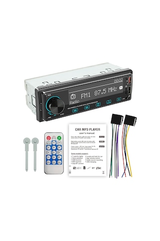 Tek Din Araba Stereo Alıcısı 1 Din Mp3 Çalar Fm Radyo Tam Dokunmatik Düğme Desteği Eller Serbest Arama Usb Şarj U-disk/tf Kart/aux-ın Uzaktan Kumandalı Bt Araç Arama Renkli Işık