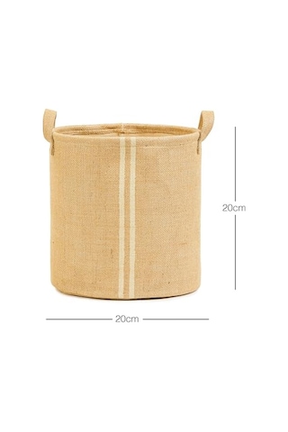 Ocean Home Textile Çizgili Jüt Sepet 20 X 20 Cm Aahşap