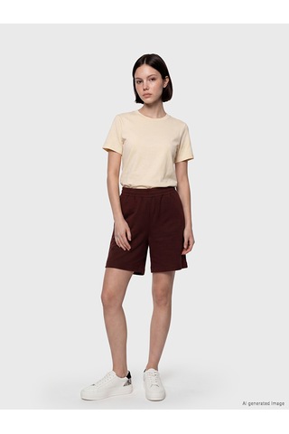 Lcwaıkıkı Petite Bordo Beli Lastikli Soft Touch Kadın Şort