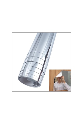 Skycity Banyo İçin Pet Materyal Suya Yağa Dayanıklı Otostik Duvar Ayna, 50x100 Cm, Dekoratif Ve Pratik Kurulum Gümüş