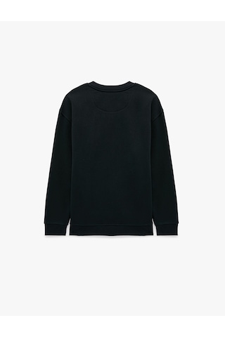 Koton Uzun Kollu Üç İplik Şardonlu Düğmeli Henley Yaka Sweatshirt Lacivert 7wam70199mk