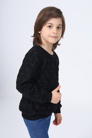 Toontoy Kids Toontoy Unisex Çocuk Nakışlı Sweatshirt Siyah