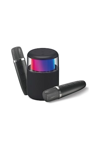 Lenyes S217 Rgb Işıklı Karaoke Mikrofonlu Bluetooth Speaker Hoparlör V5.3 Siyah Siyah