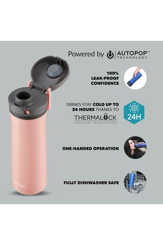 Contigo Jackson Autopop Soğuk Su Termosu 590 Ml Pembe Sku: Smg8690010209979 Açık