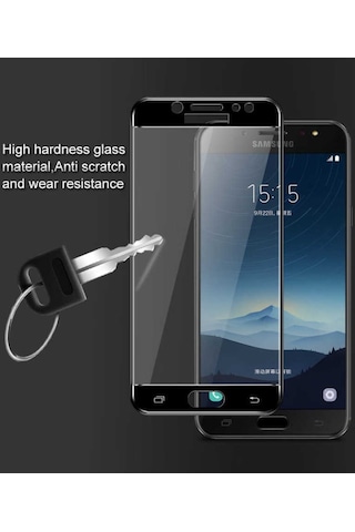 Galaxy C8 Ekranı Tam Kaplayan Düz Cam Koruyucu 001