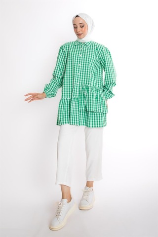 Ekose Yeşil Tunik Çok Renkli