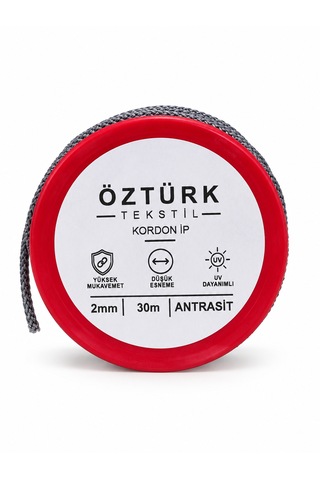 2 Mm Polyester Kordon İp 30 Metre Çok Amaçlı Düşük Esnemeli Antrasit