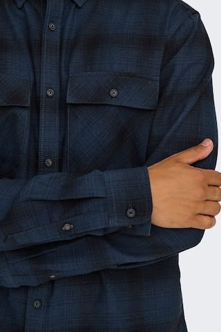 Only & Sons Erkek Onsmatt Uzun Kollu Regular Fit %100 Pamuk Gömlek 22030127 Lacivert Lacivert