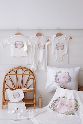 Lilabio %100 Organik Isme Özel Isimli 10lu Hastane Çıkışı Çiçek Ekru