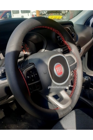 Fiat Egea Dikmeli Direksiyon Kılıfı Kırmızı Ipli ( 38Cm×11Cm )