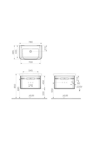 VitrA Sento Lavabo Dolabı 80 Cm Tek Çekmeceli Mat Antrasit 60819 Antrasit